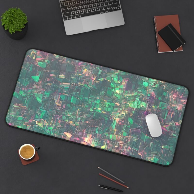 Cyberpunk Desk Mat with Neon Skyline Design for Gamers and Creatives - Image 12