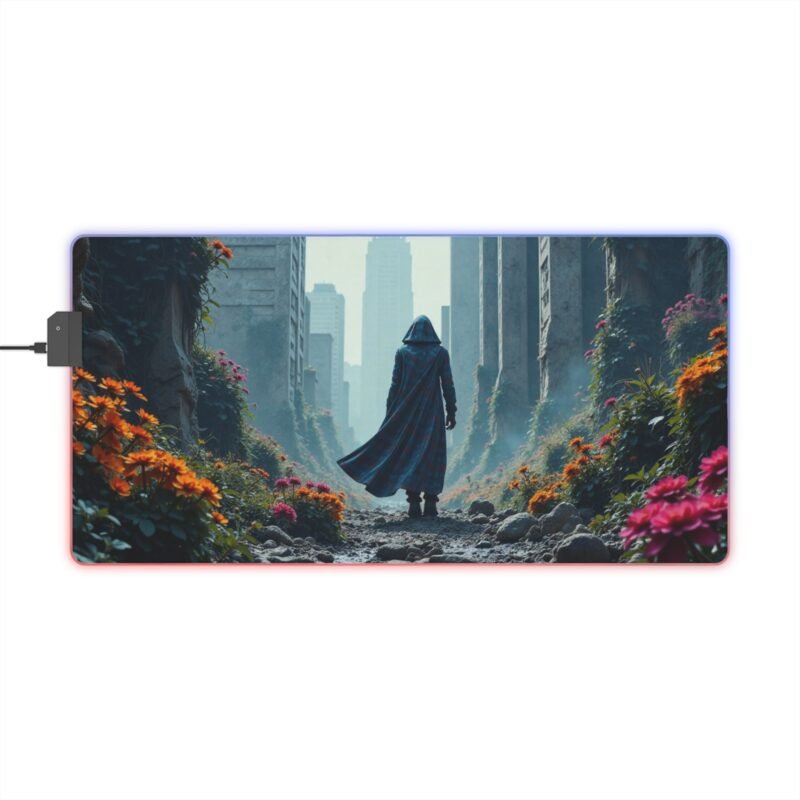 Post-Apocalyptic Gaming Mouse Pad with Vibrant Ruins and Nature-Inspired Design