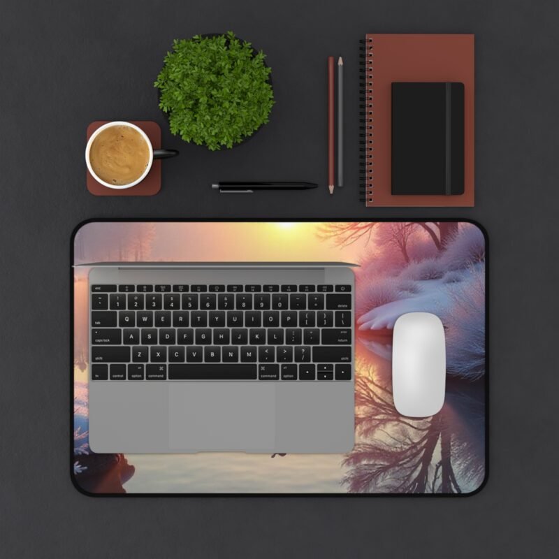 Winter Sunrise Nature-Themed Desk Mat for a Serene and Elegant Workspace - Image 3