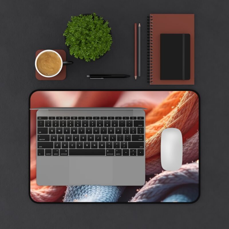 Coral and Blue Woven Desk Mat for Stylish and Productive Workspaces - Image 3