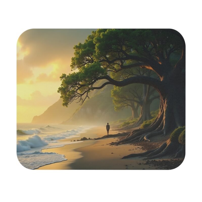 Coastal Nature Desk Mat with Sunset and Ocean View for a Serene Workspace