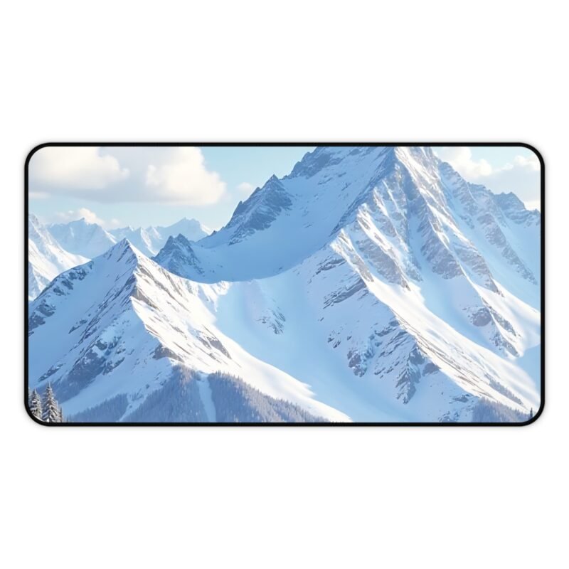Winter Mountain Desk Mat with Alpine Snowy Landscape for a Serene Workspace - Image 5