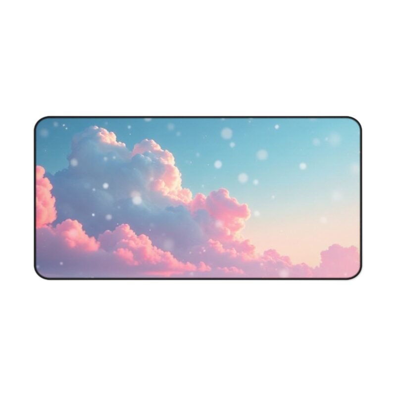 Winter Aesthetic Desk Mat with Pink Clouds and Snowy Landscape for Cozy Workspaces - Image 9