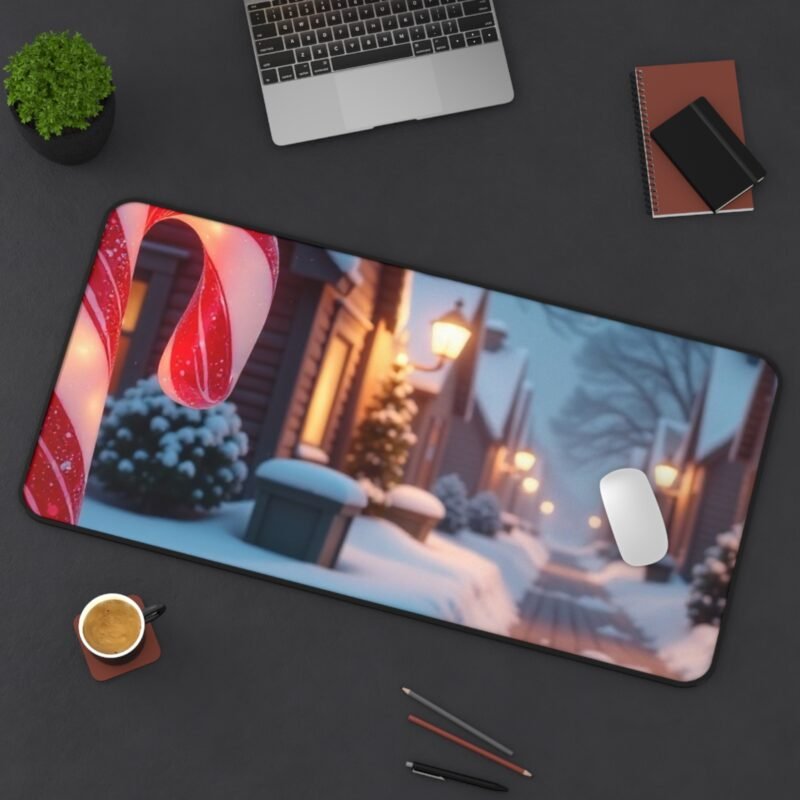 Winter Wonderland Christmas Desk Mat with Festive Candy Cane Design - Image 12