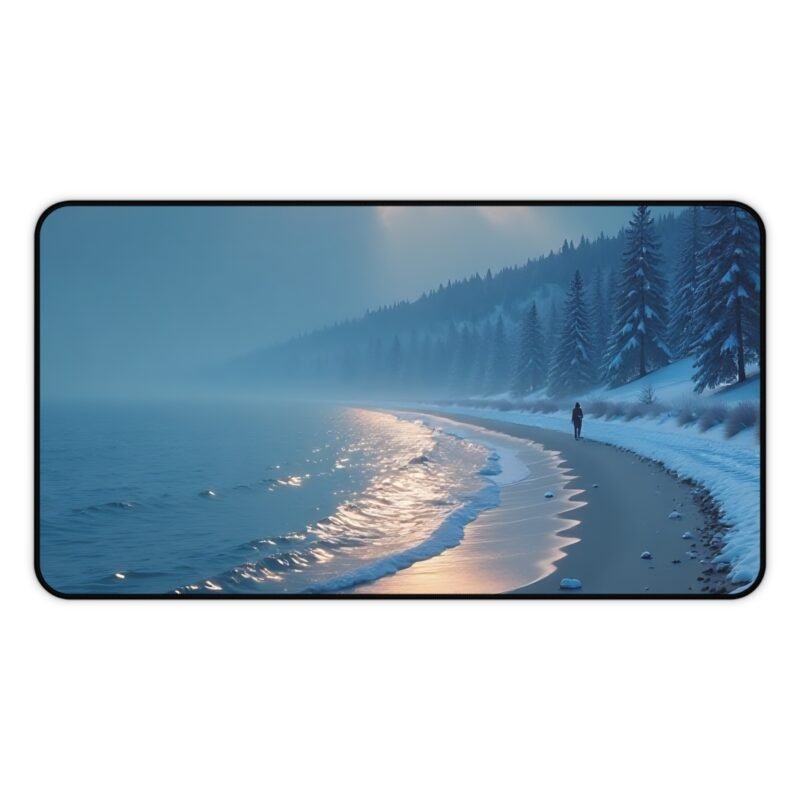 Winter Desk Mat with Moonlit Snowy Beach Scene for Office and Home - Image 5