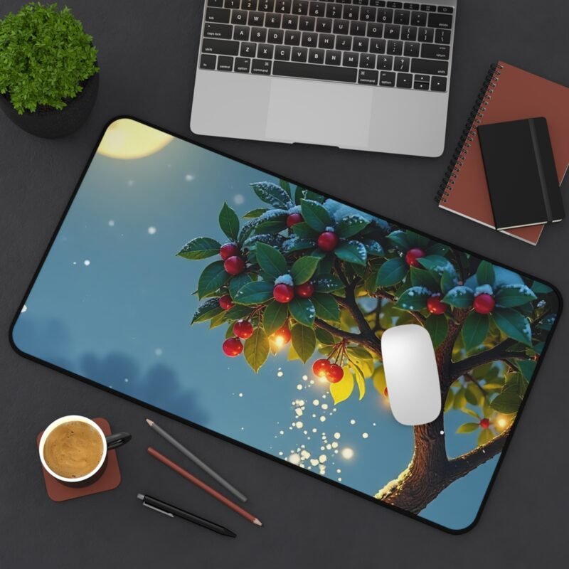 Winter Desk Mat with Festive Birds and Snowy Night Design - Image 8