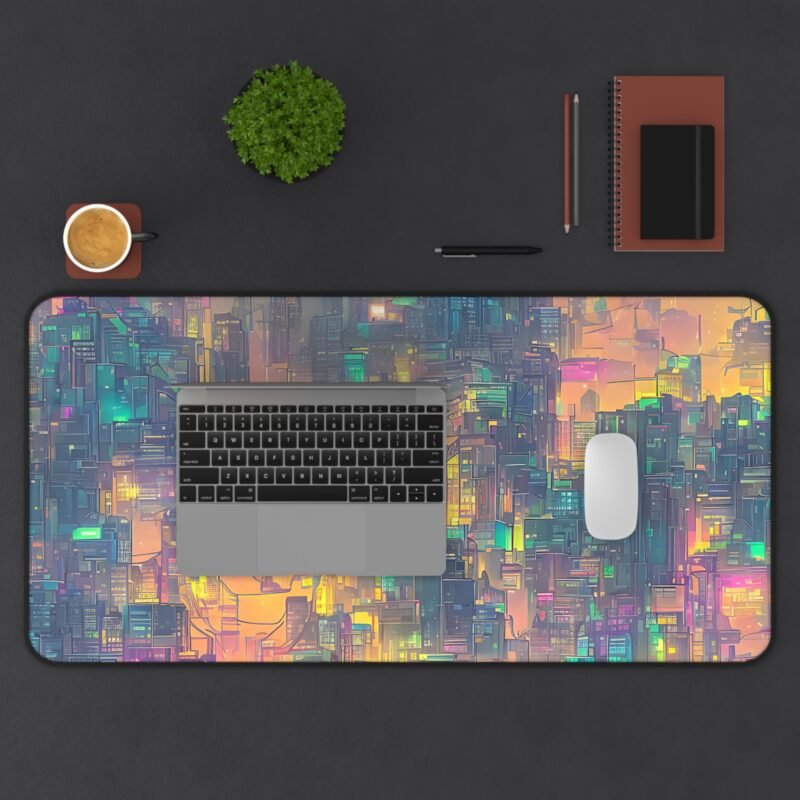 Cyberpunk Mouse Pad - Neon-Lit Futuristic Cityscape for Vibrant and Inspiring Workspaces - Image 11