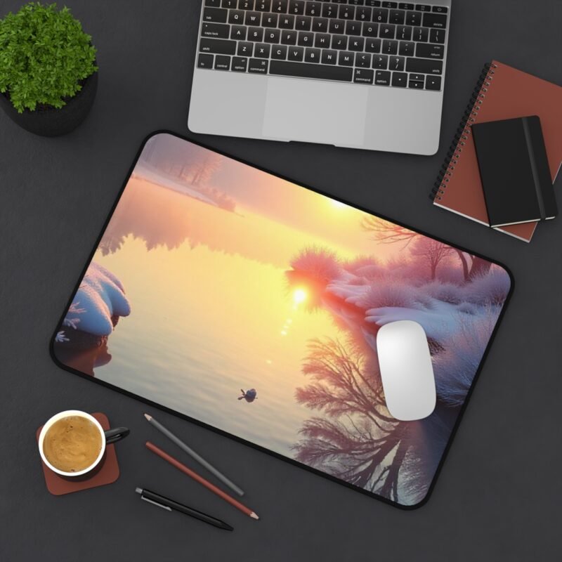 Winter Sunrise Nature-Themed Desk Mat for a Serene and Elegant Workspace - Image 4