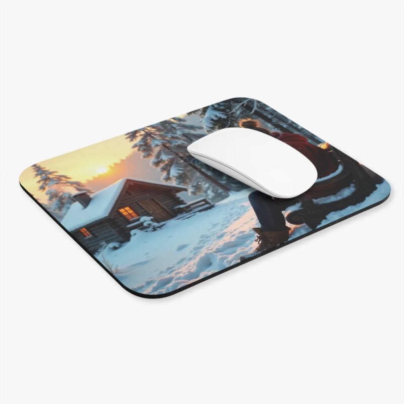 Winter Cabin Mouse Pad with Tranquil Snowy Retreat Design for Workspace Serenity - Image 3