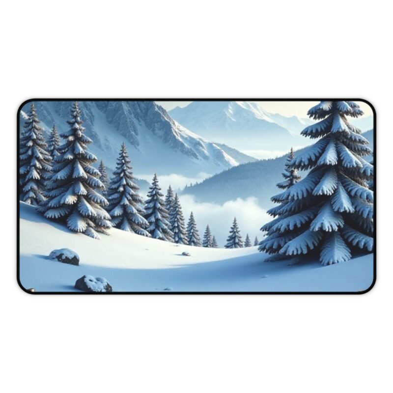 Winter Landscape Desk Mat with Snowy Pines and Mountain Views - Image 5