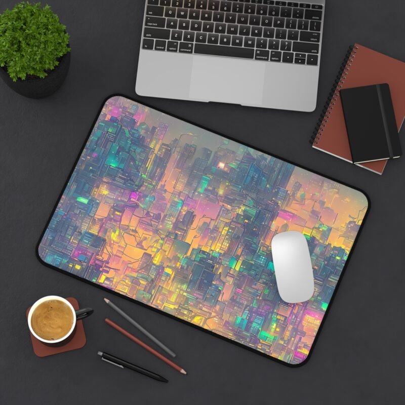 Cyberpunk Mouse Pad - Neon-Lit Futuristic Cityscape for Vibrant and Inspiring Workspaces - Image 4