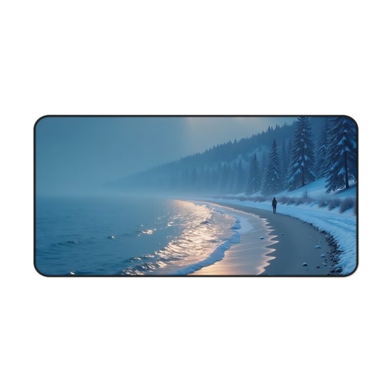 Winter Desk Mat with Moonlit Snowy Beach Scene for Office and Home - Image 9