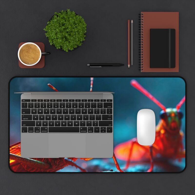 Fantasy Desk Mat with Vivid Grasshoppers on Mystical Misty Terrain for Nature and Fantasy Lovers - Image 7