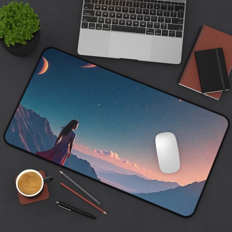 Galaxy Desk Mat with Twilight Mountain Scene and Celestial Sky - Image 8