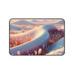 Desert Landscape Desk Mat with Serene Sand Dunes and Golden Flora