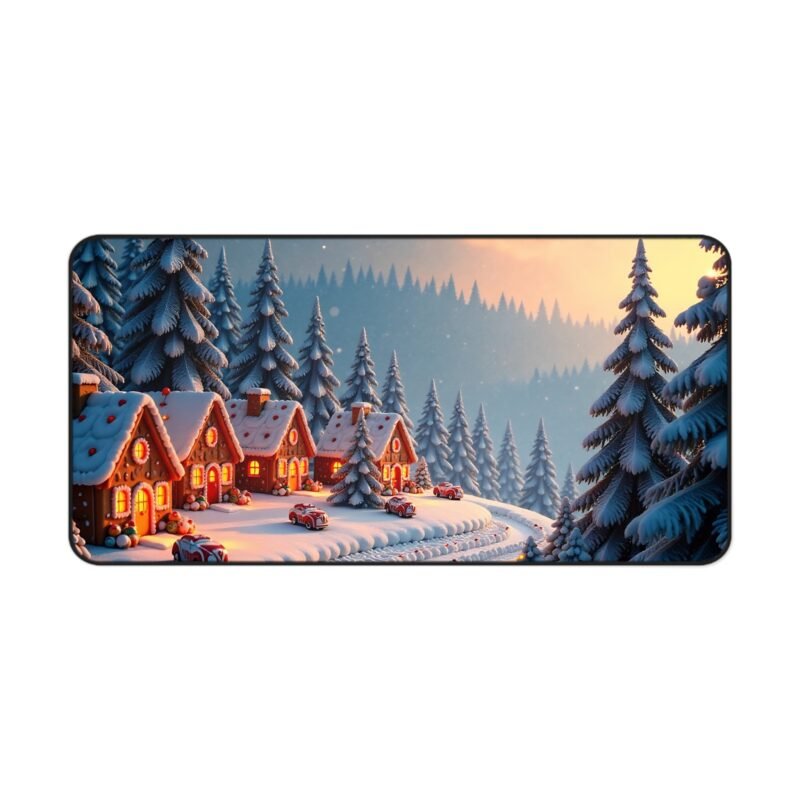 Winter Desk Mat with Cozy Snowy Village Design for Festive Workspace Comfort - Image 9