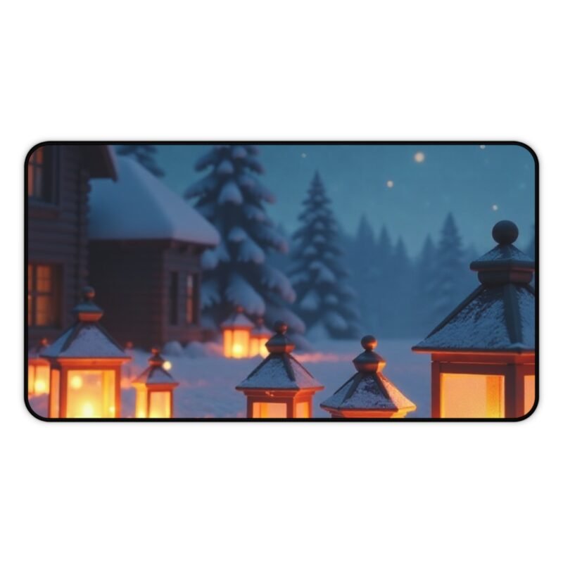 Winter Desk Mat with Cozy Snowscape and Lantern Glow for Tranquil Workspaces - Image 5