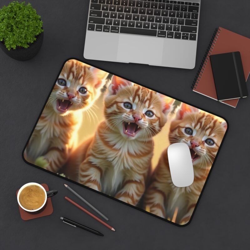 Cute Kitten Mouse Pad with Adorable Ginger Triplets in Sunlit Meadow - Image 4