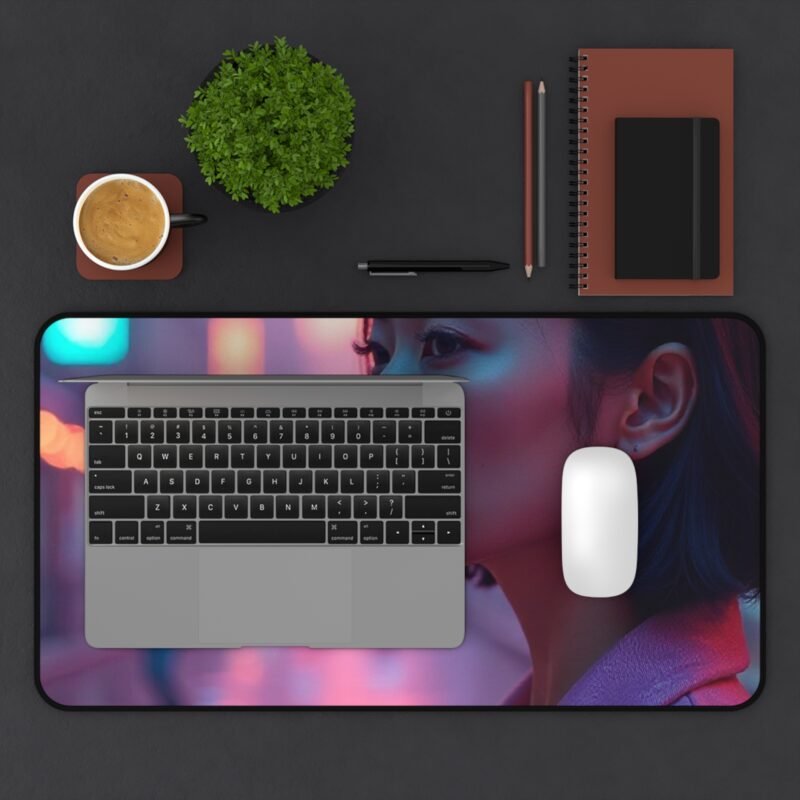 Cyberpunk Desk Mat Futuristic Neon Cityscape for Gaming and Workspaces - Image 7