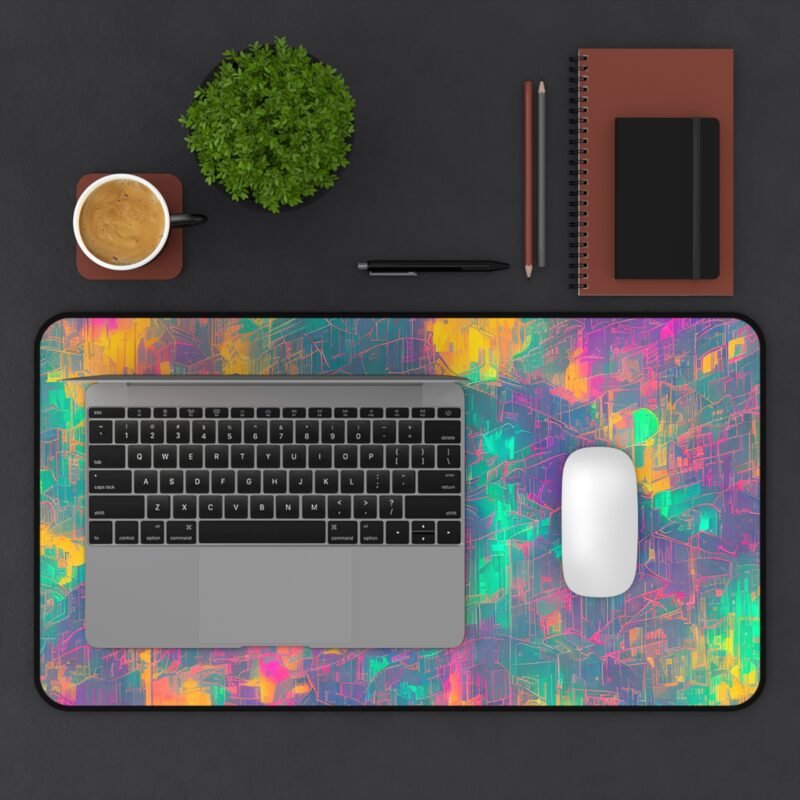 Cyberpunk Mouse Pad with Neon Cityscape - Vibrant Futuristic Desk Accessory for Gamers and Creatives - Image 7