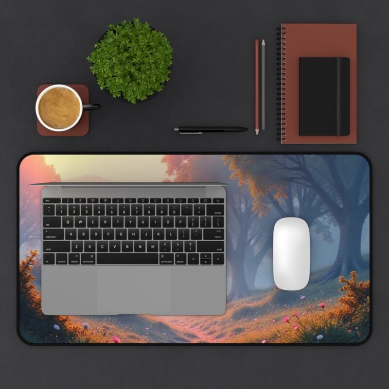Serene Forest Desk Mat with Sunrise Glow for a Calm and Productive Workspace - Image 7