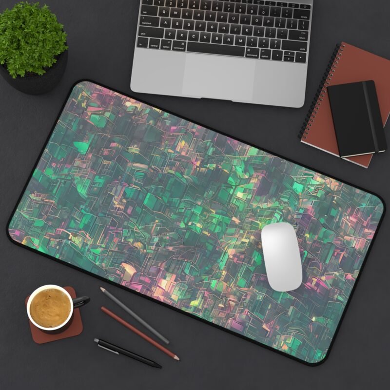 Cyberpunk Desk Mat with Neon Skyline Design for Gamers and Creatives - Image 8