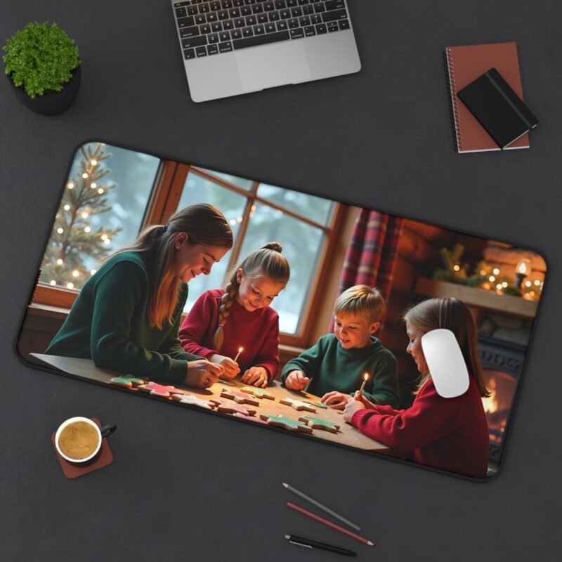 Festive Christmas Desk Mat with Cozy Winter Cabin and Holiday Spirit - Image 12