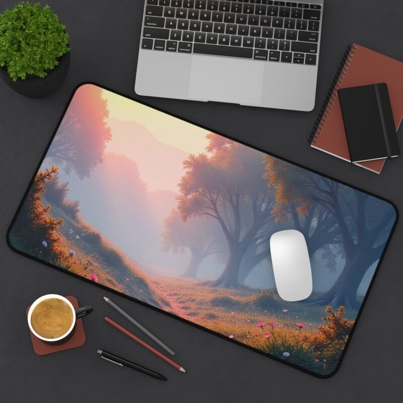 Serene Forest Desk Mat with Sunrise Glow for a Calm and Productive Workspace - Image 8
