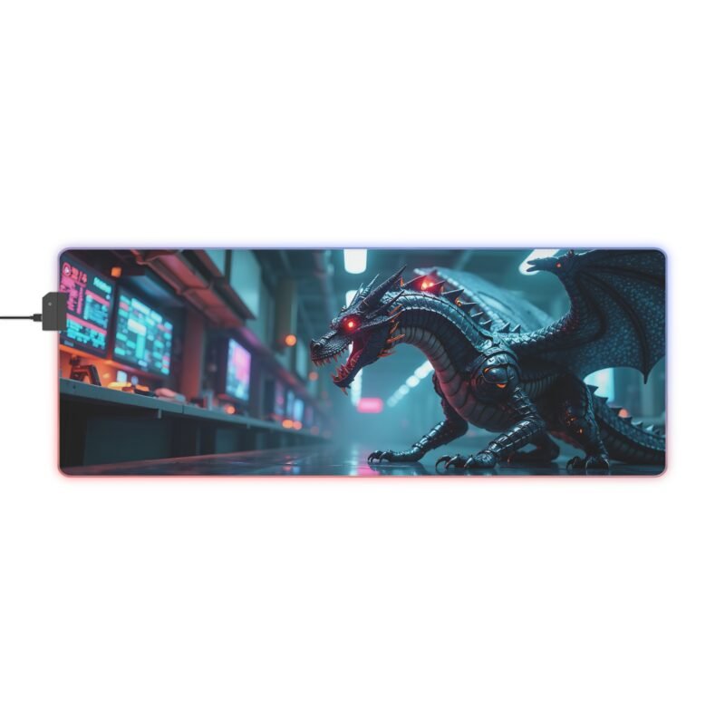 RGB Gaming Mouse Pad with Cyber Dragon Design for Immersive Gameplay