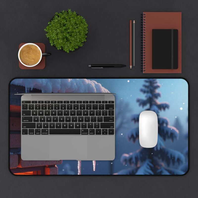 Winter Desk Mat with Cozy Cabin Design and Snowy Wonderland Aesthetic - Image 7