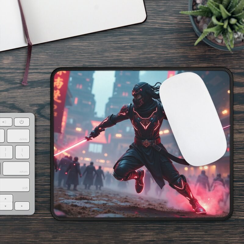 Gaming Mouse Pad Precision Neon Ninja Battle Design for Accurate Gameplay - Image 3