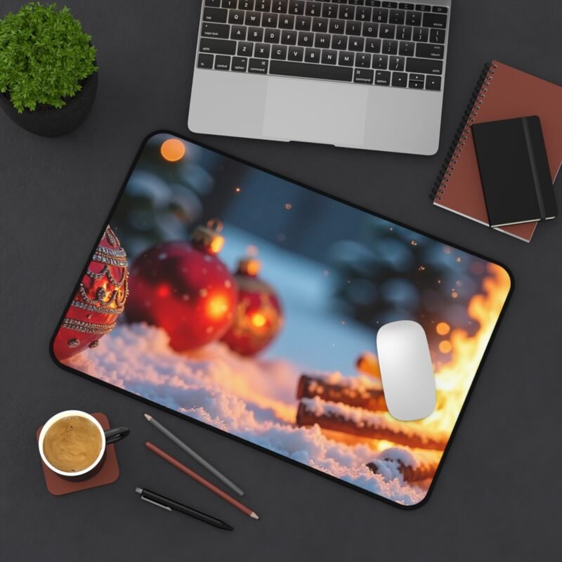 Festive Christmas Desk Mat with Cozy Winter Scene and Holiday Charm - Image 4