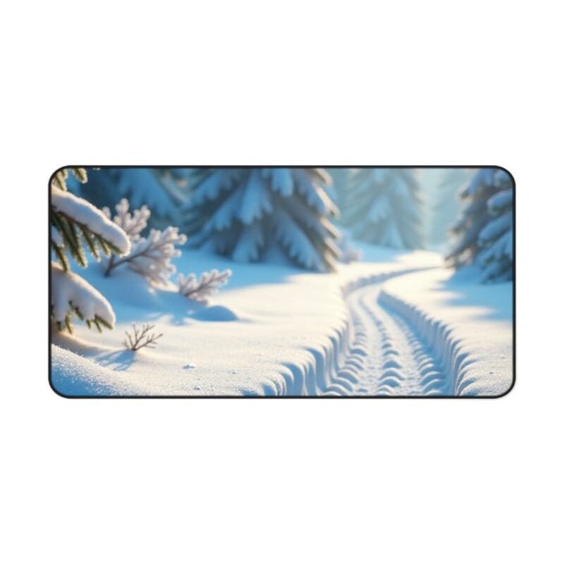 Winter Desk Mat with Serene Snowy Forest Sunrise Design for a Tranquil Workspace - Image 9