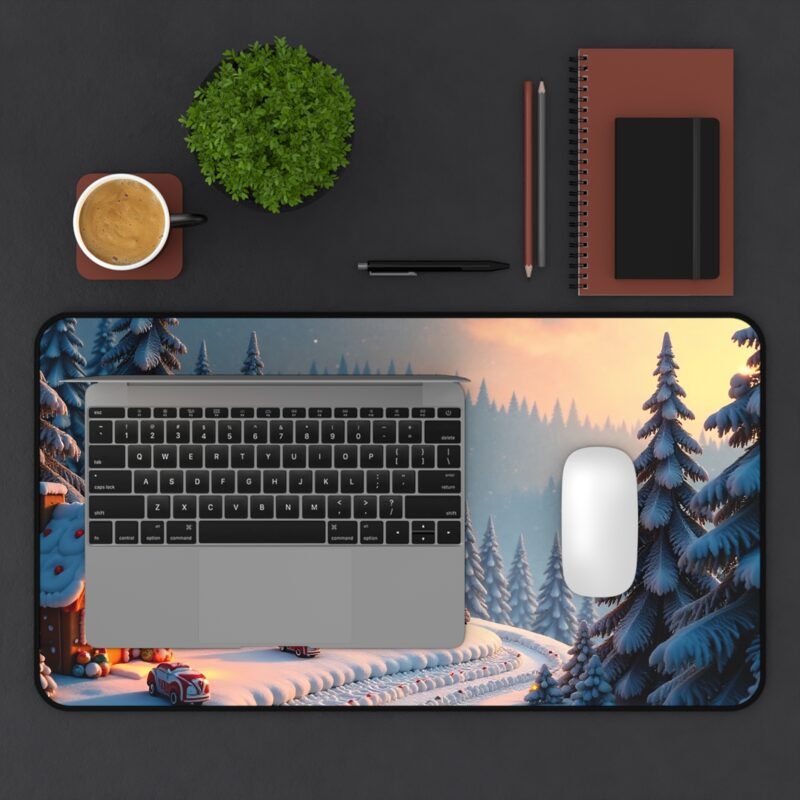 Winter Desk Mat with Cozy Snowy Village Design for Festive Workspace Comfort - Image 7