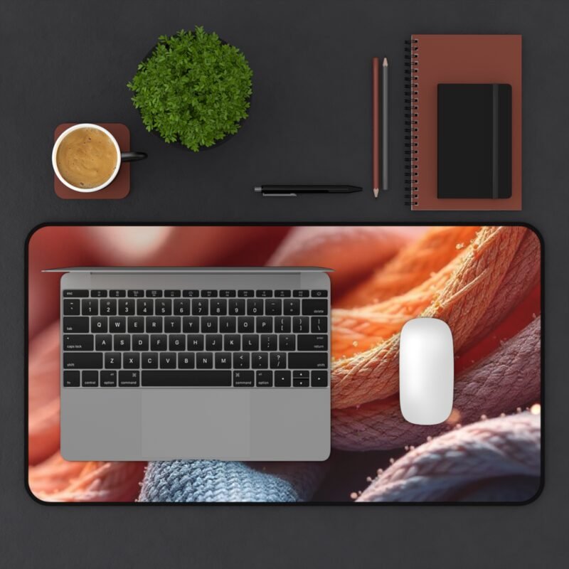 Coral and Blue Woven Desk Mat for Stylish and Productive Workspaces - Image 7