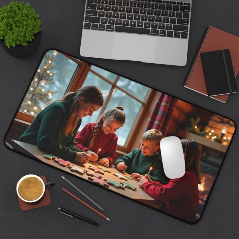 Festive Christmas Desk Mat with Cozy Winter Cabin and Holiday Spirit - Image 8