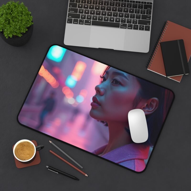 Cyberpunk Desk Mat Futuristic Neon Cityscape for Gaming and Workspaces - Image 4