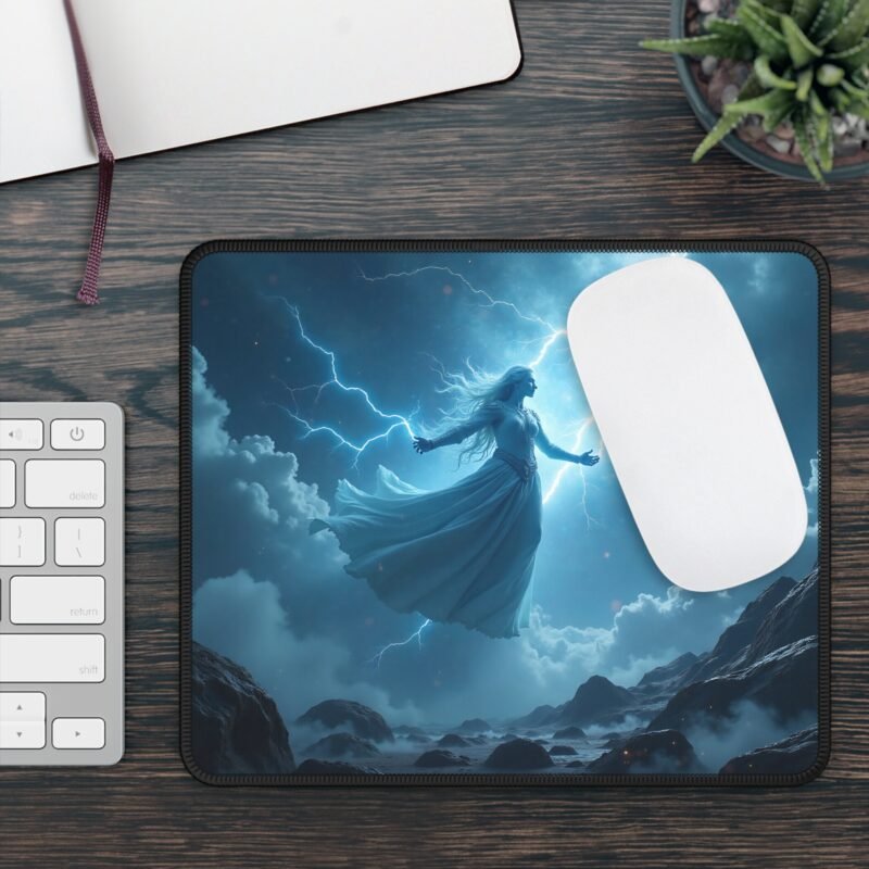 Mystic Tempest Fantasy Gaming Mouse Pad with Stunning Sorceress Thunderstorm Design - Image 3