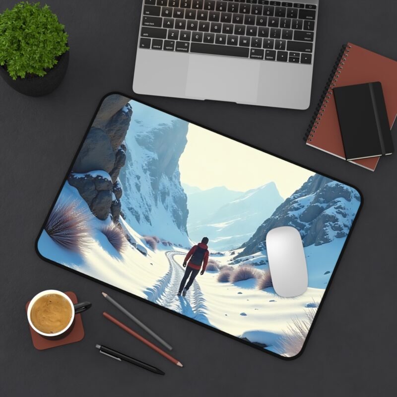 Winter Desk Mat with Tranquil Snowy Mountain Scene for a Calming Workspace - Image 4