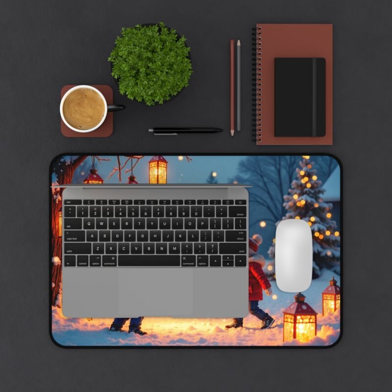 Festive Christmas Desk Mat with Winter Wonderland Scene and Holiday Cheer - Image 3