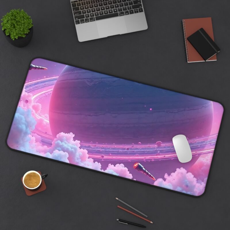 Galaxy Desk Mat for Gamers and Sci-Fi Lovers – Vibrant Cosmic Design with Gas Giant and Spacecraft - Image 12