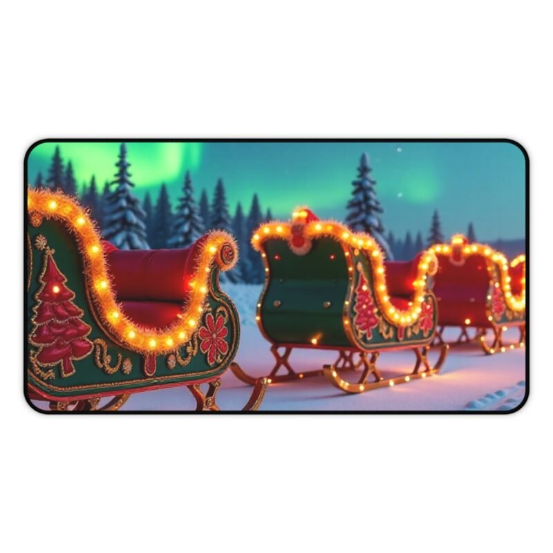 Christmas Desk Mat with Aurora Sleigh Ride Design for a Festive Workspace - Image 5