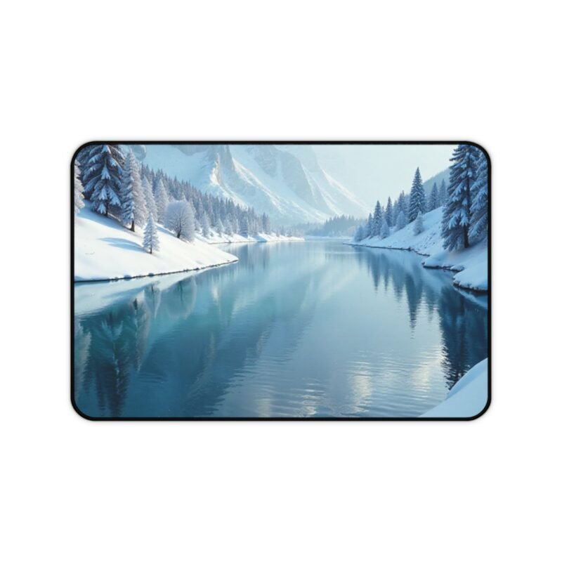 Winter Desk Mat with Serene Snowy Landscape for a Calm and Productive Workspace