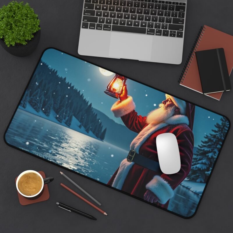 Santa Christmas Desk Mat Winter Night Scene Holiday Workspace Decor - Image 8