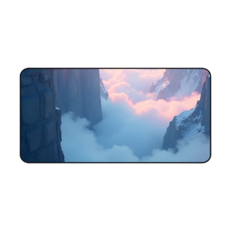 Winter Desk Mat with Serene Snow-Capped Cliffs and Sunrise Glow for Tranquil Workspaces - Image 9