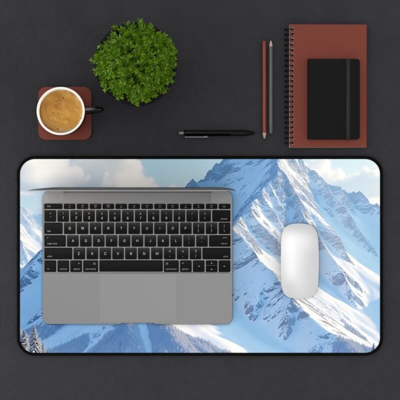 Winter Mountain Desk Mat with Alpine Snowy Landscape for a Serene Workspace - Image 7