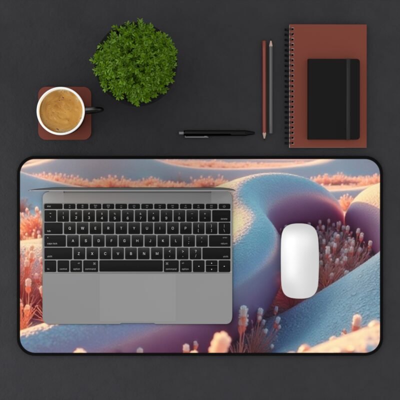 Desert Landscape Desk Mat with Serene Sand Dunes and Golden Flora - Image 7