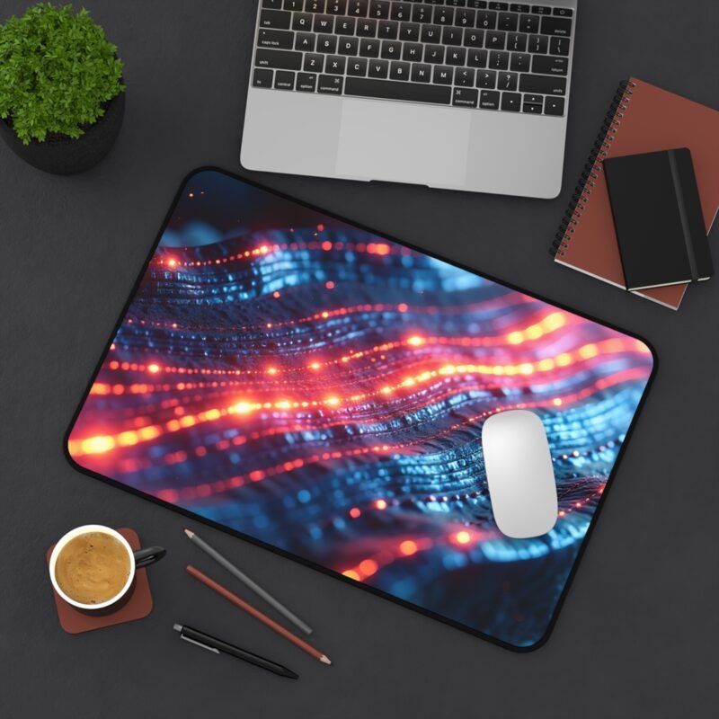 Cyberpunk Desk Mat with Neon Circuit Design for Tech Enthusiasts and Creators - Image 4