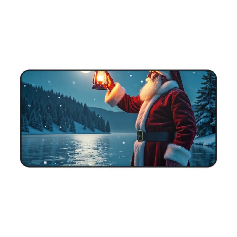 Santa Christmas Desk Mat Winter Night Scene Holiday Workspace Decor - Image 9