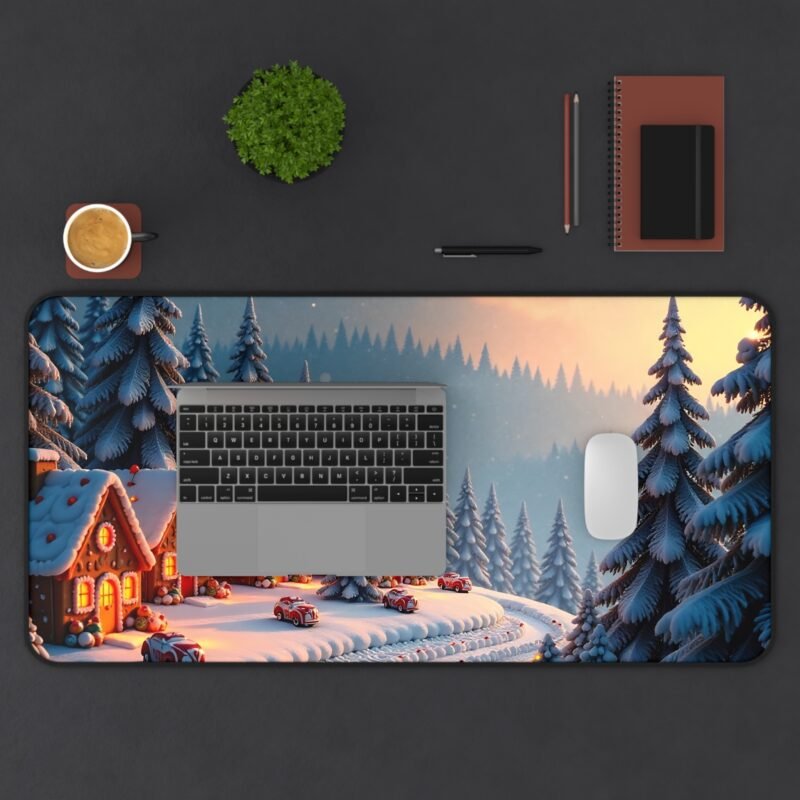 Winter Desk Mat with Cozy Snowy Village Design for Festive Workspace Comfort - Image 11
